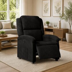 Electric Recliner Chair in Black Fabric with Motorized Footrest