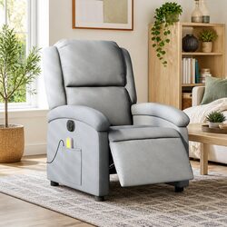 Premium Electric Massage Recliner Chair in Grey Fabric