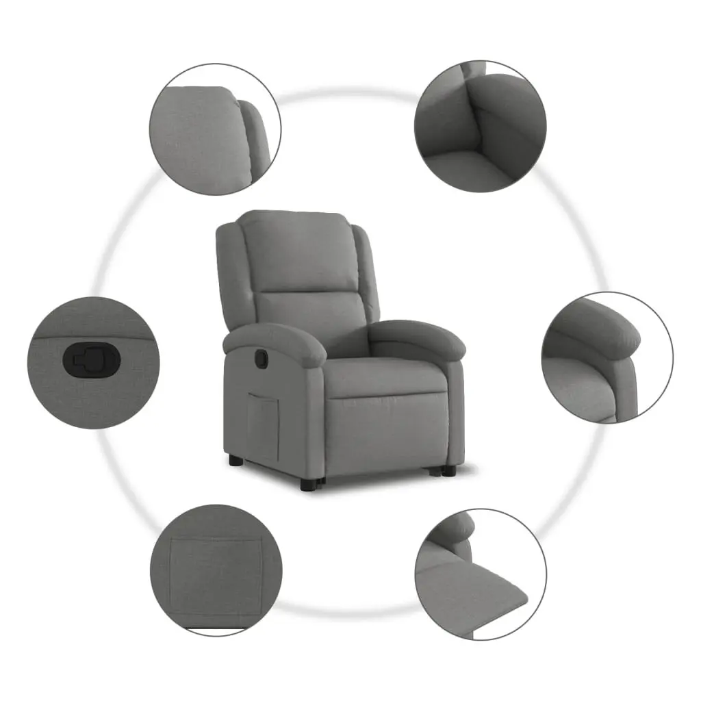 Dark Grey Fabric Stand Up Recliner Chair