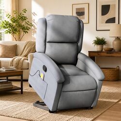 Electric Power Lift Grey Fabric Massage Recliner Chair
