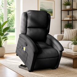 Durable Electric Power Lift Massage Recliner Chair in Black