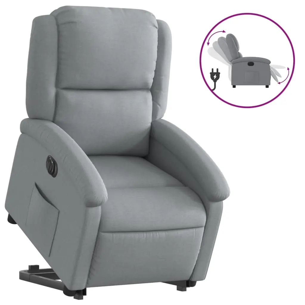 Electric Recliner Chair Fabric Light Grey