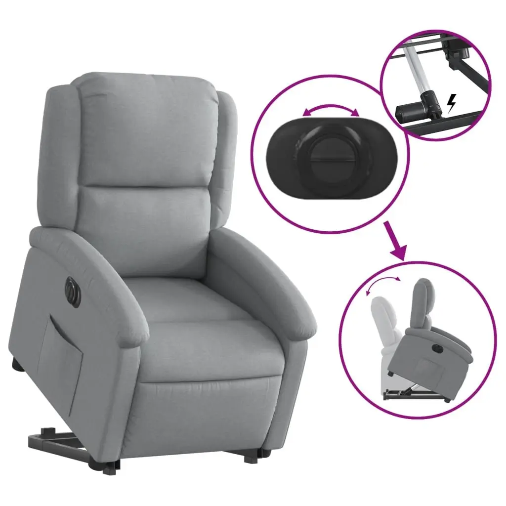 Electric Recliner Chair Fabric Light Grey