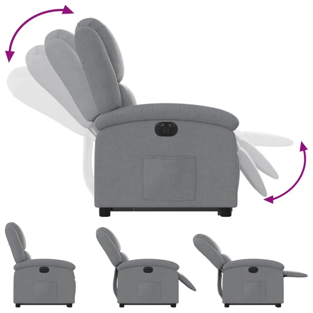 Electric Recliner Chair Fabric Light Grey