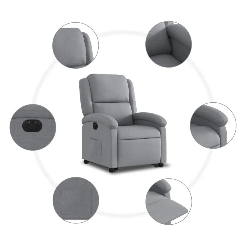 Electric Recliner Chair Fabric Light Grey