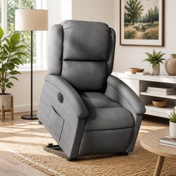Premium Electric Recliner Chair in Grey Fabric