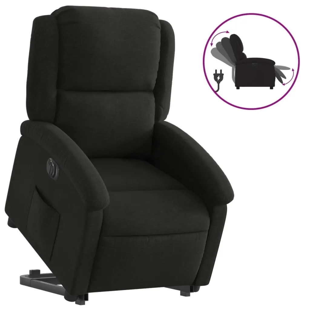 Electric Recliner Chair Fabric Black Lift Armchair for Elderly