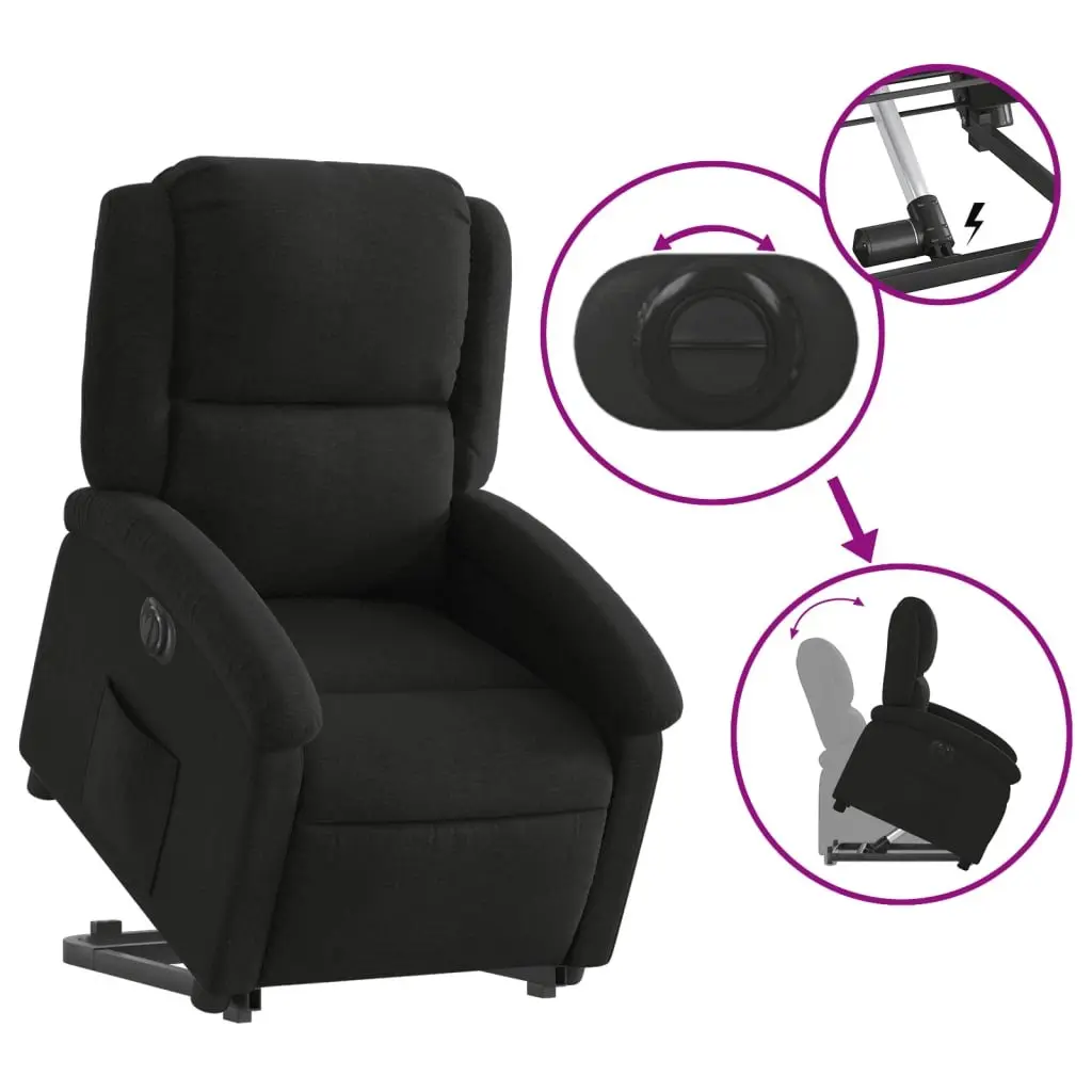Electric Recliner Chair Fabric Black Lift Armchair for Elderly