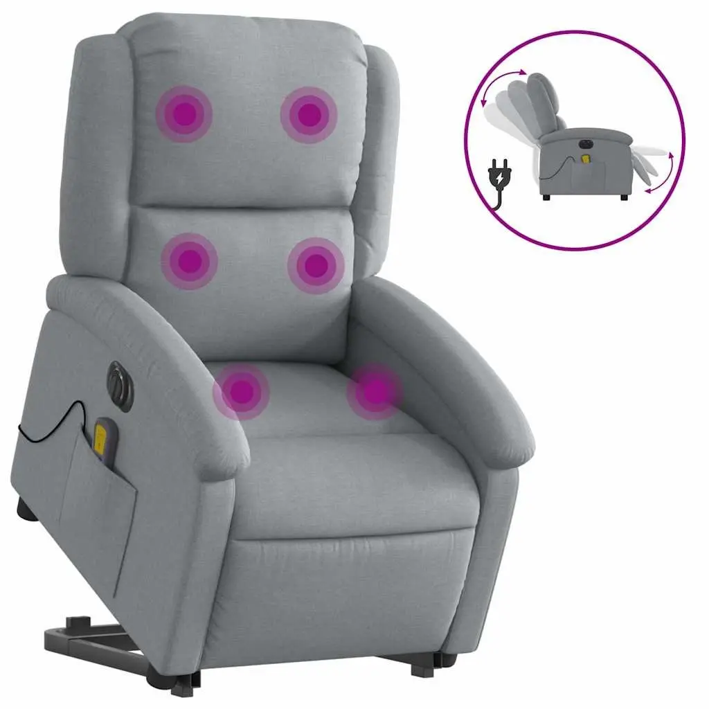 Electric Massage Recliner Chair in Grey Fabric