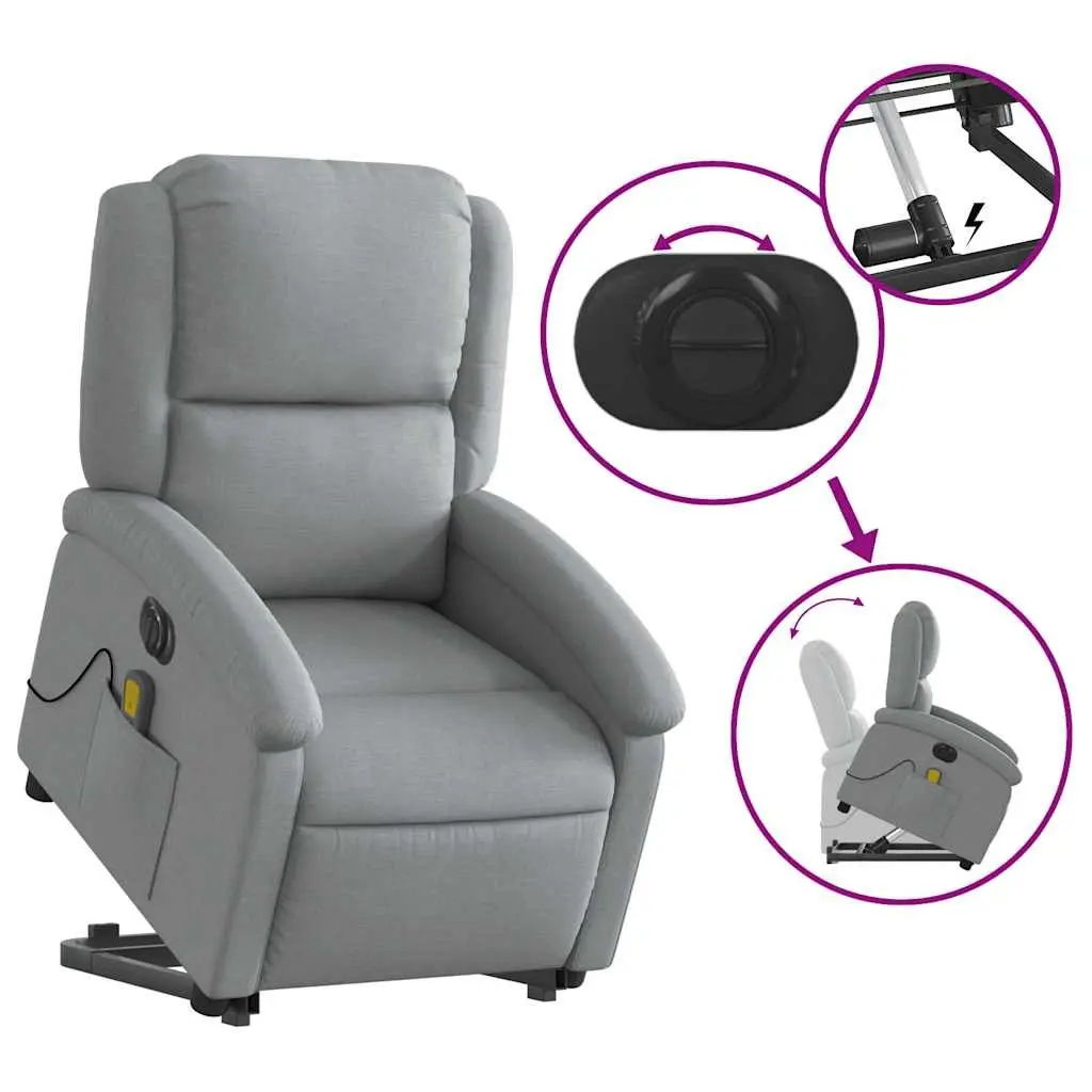 Electric Massage Recliner Chair in Grey Fabric