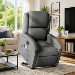 Premium Electric Massage Recliner Chair in Grey Fabric