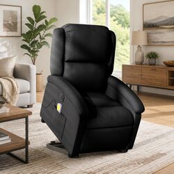 Premium Electric Massage Recliner Chair in Black Fabric