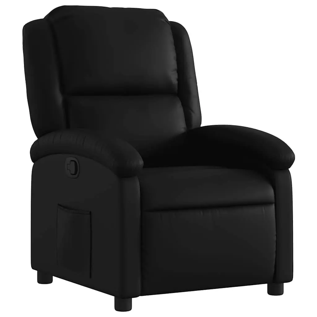 Padded Black Recliner Chair with Manual Footrest