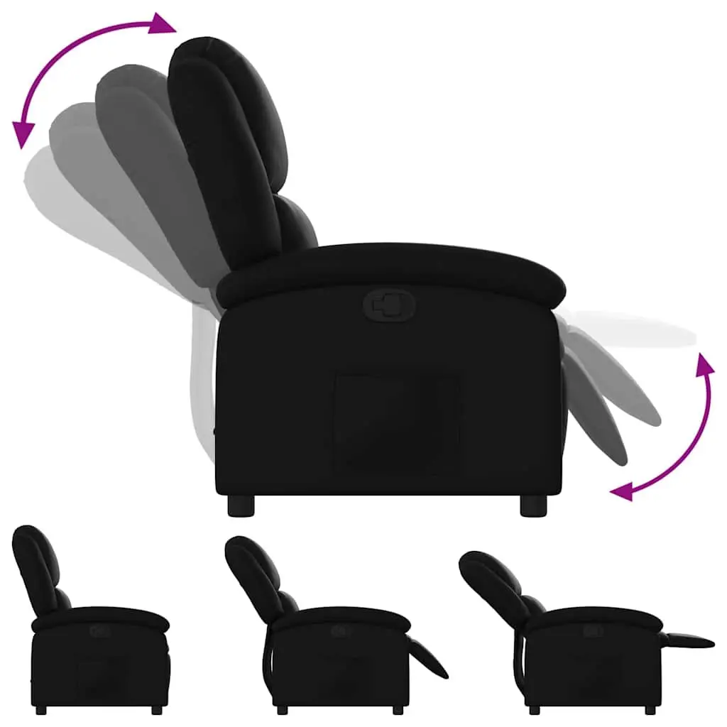 Padded Black Recliner Chair with Manual Footrest