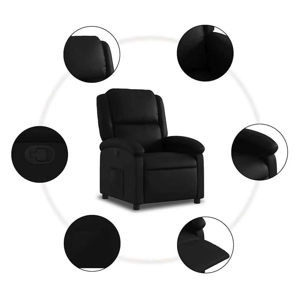Padded Black Recliner Chair with Manual Footrest