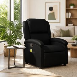 Black Faux Leather Massage Recliner Chair with Vibration
