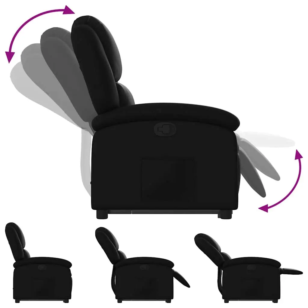 Stand Up Recliner Chair Faux Leather Black Electric Power Lift Armchair