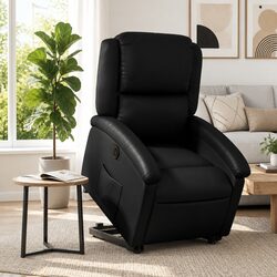 Power Lift Electric Recliner Chair in Black Faux Leather