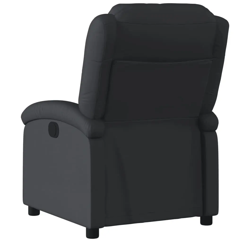 Black Real Leather Manual Reclining Armchair
