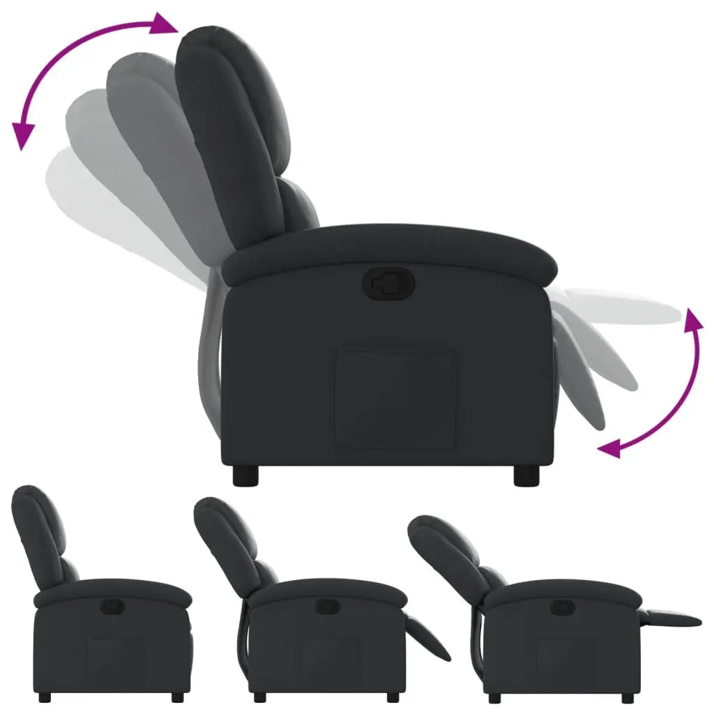 Black Real Leather Manual Reclining Armchair