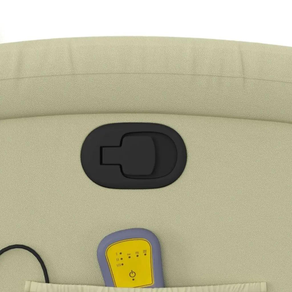 Cream Leather Manual Recline Massage Chair with Vibration