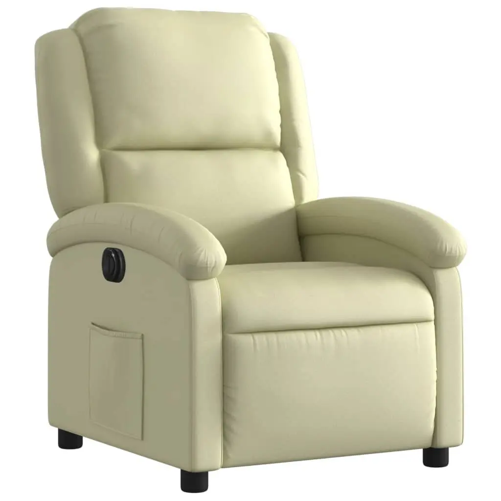 Electric Recliner Chair Cream Leather Armchair Adjustable Footrest Backrest