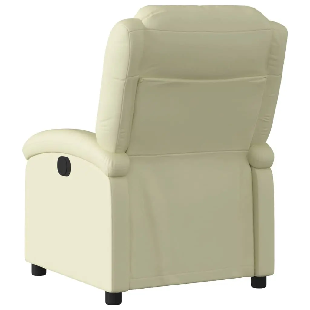 Electric Recliner Chair Cream Leather Armchair Adjustable Footrest Backrest