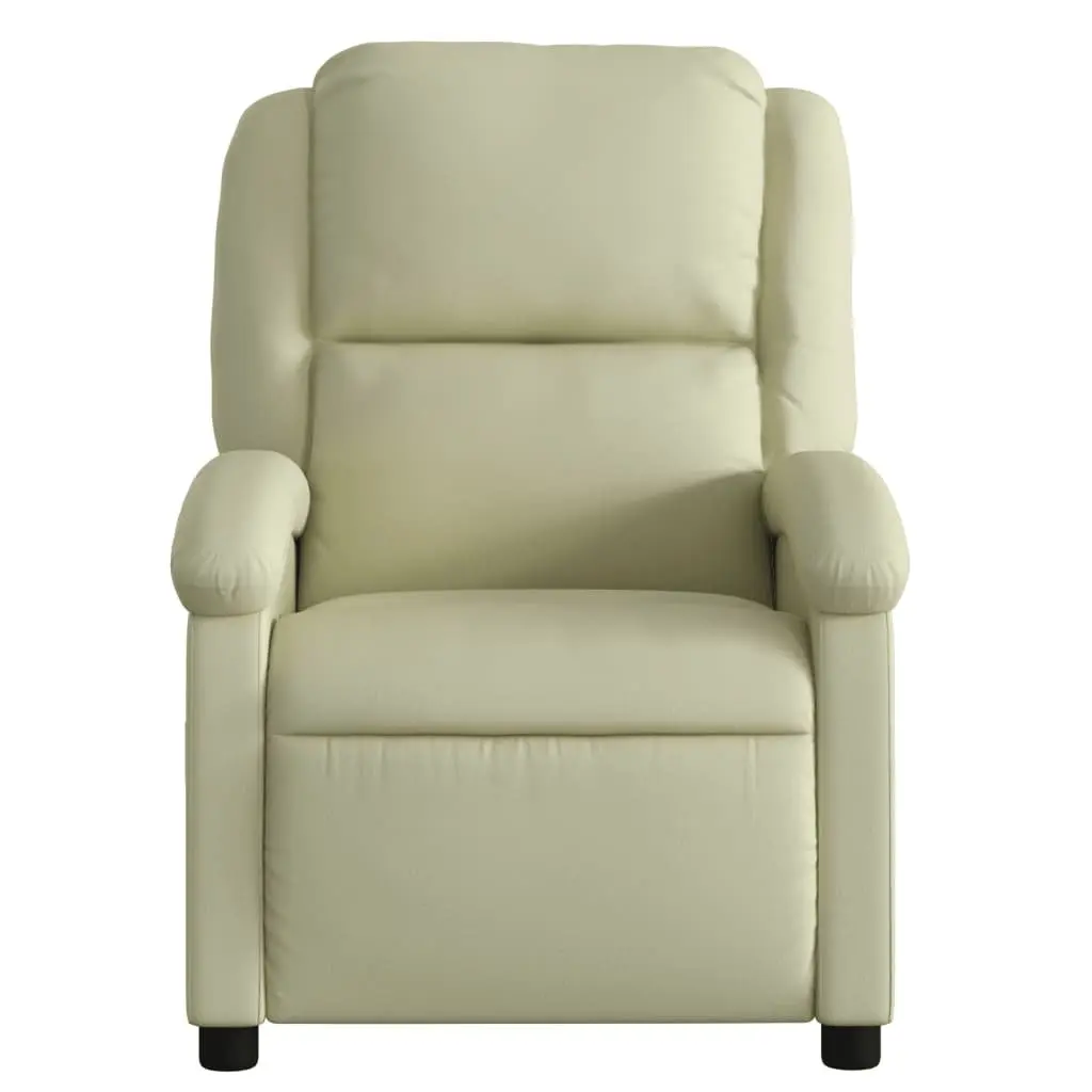 Electric Recliner Chair Cream Leather Armchair Adjustable Footrest Backrest