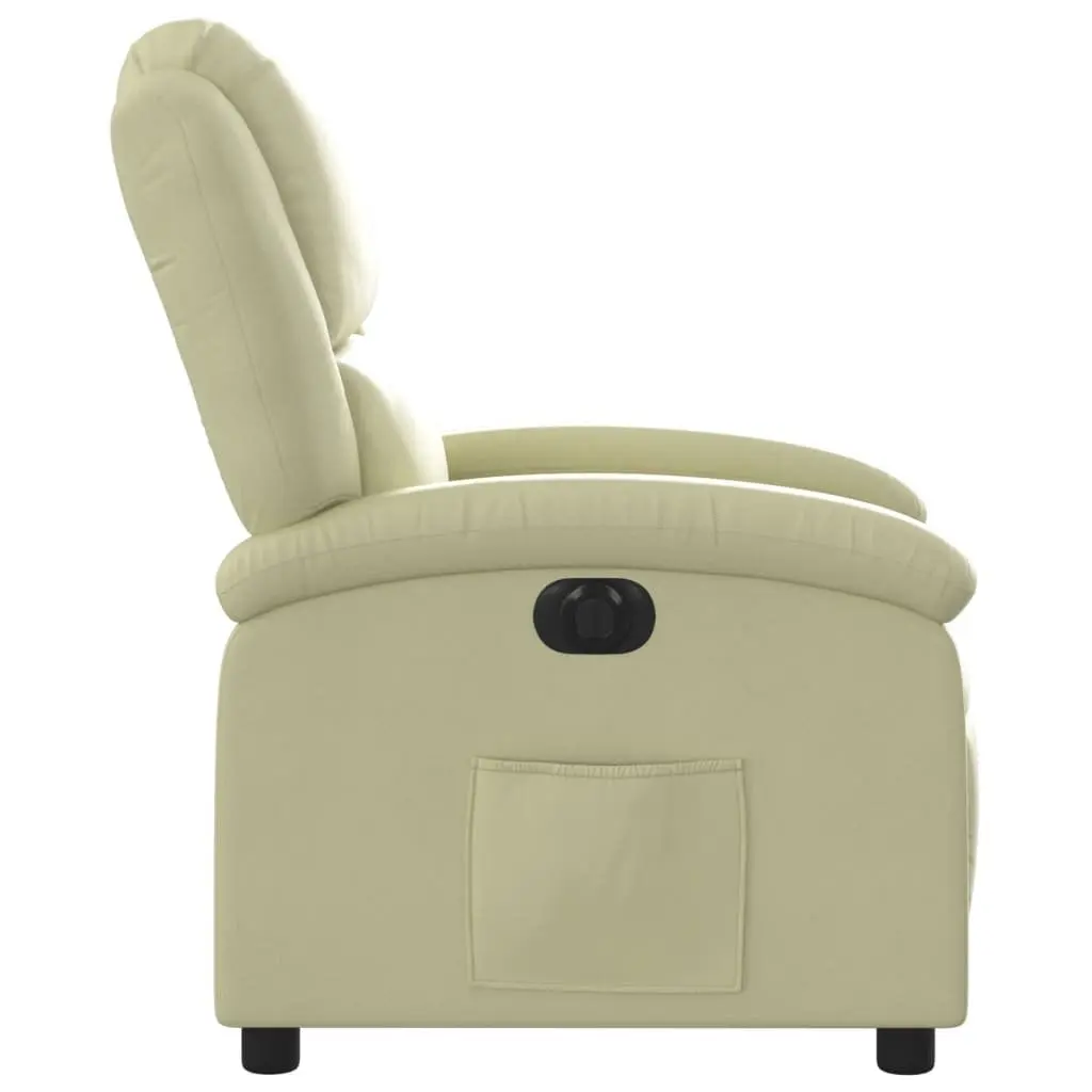 Electric Recliner Chair Cream Leather Armchair Adjustable Footrest Backrest