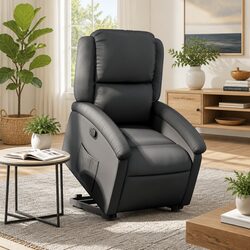 Power Lift Electric Recliner Chair in Black Leather