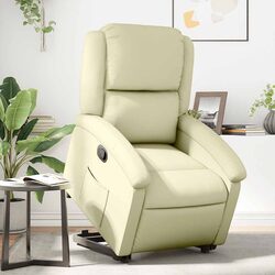 Cream Leather Power Lift Stand Up Recliner Chair