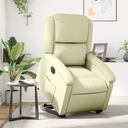Cream Leather Electric Lift Recliner Chair for Comfort