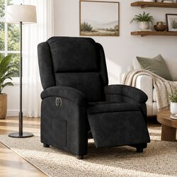 Electric Recliner Chair in Black Velvet with Auto Features