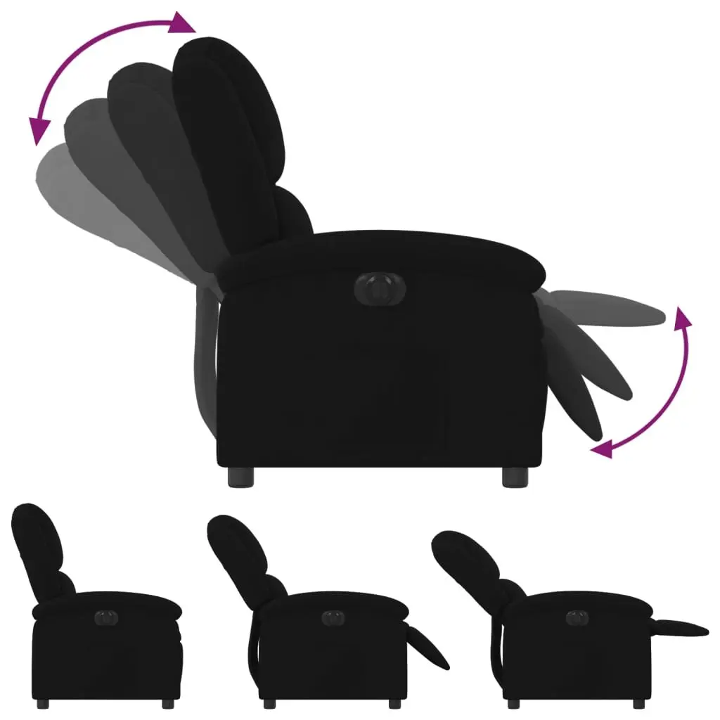 Electric Recliner Chair Black Velvet Armchair Auto Reclining Footrest Backrest