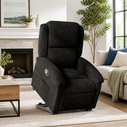 Power Lift Recliner Chair for Seniors in Black Velvet