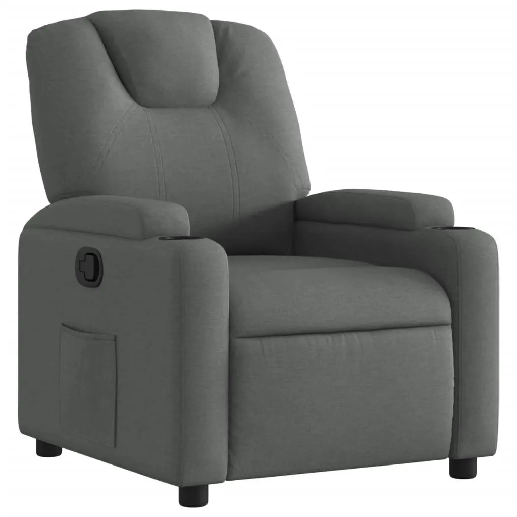 Recliner Chair Fabric Grey Manual Recline Armchair