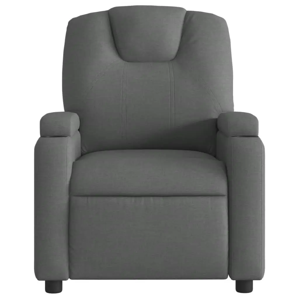 Recliner Chair Fabric Grey Manual Recline Armchair