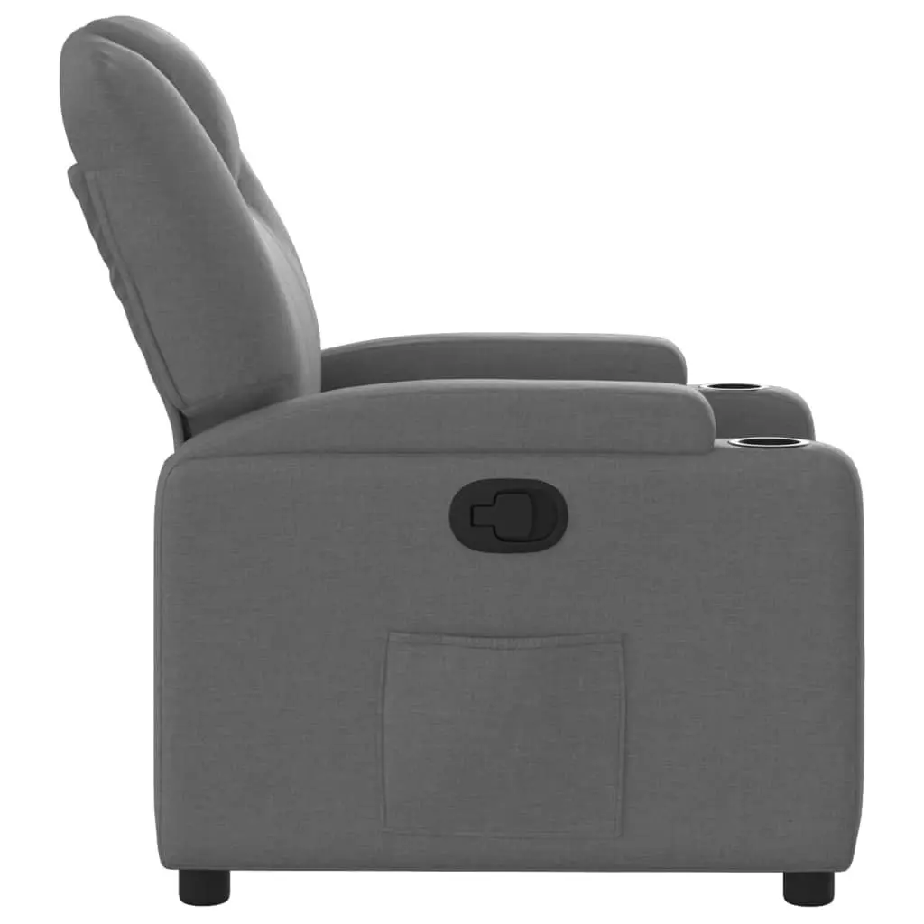 Recliner Chair Fabric Grey Manual Recline Armchair