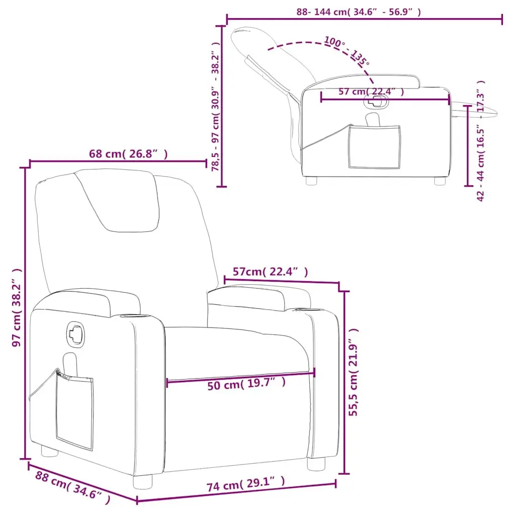 Massage Recliner Chair Fabric Light Grey Manual Recline Vibration Armchair