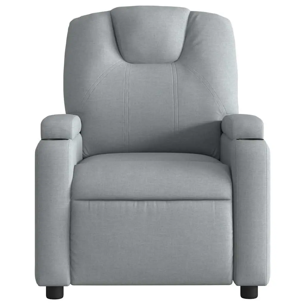 Massage Recliner Chair Fabric Light Grey Manual Recline Vibration Armchair