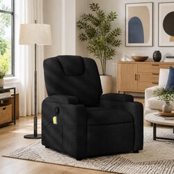 Black Fabric Massage Recliner Chair with 6 Massage Points