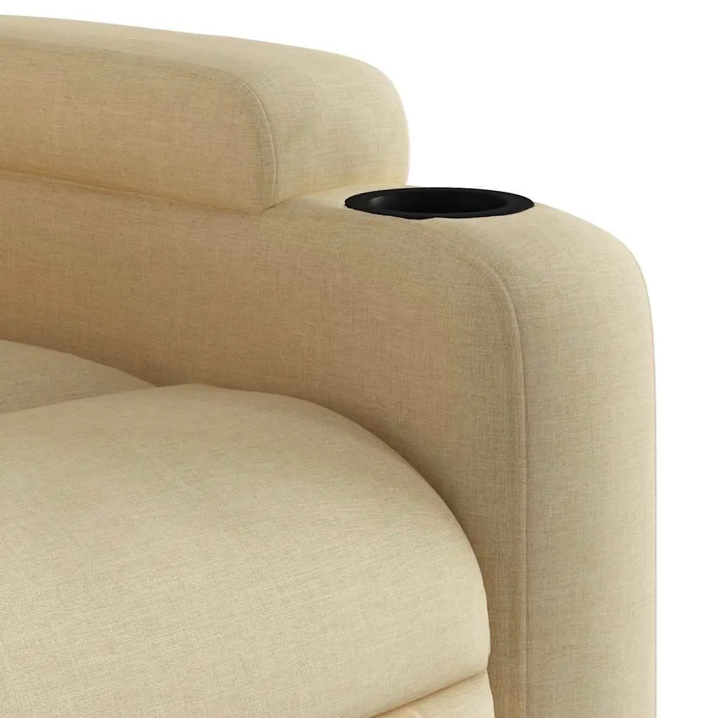 Massage Recliner Chair Fabric Cream Adjustable 6 Vibration
