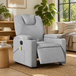 Premium Electric Massage Recliner Chair in Grey Fabric