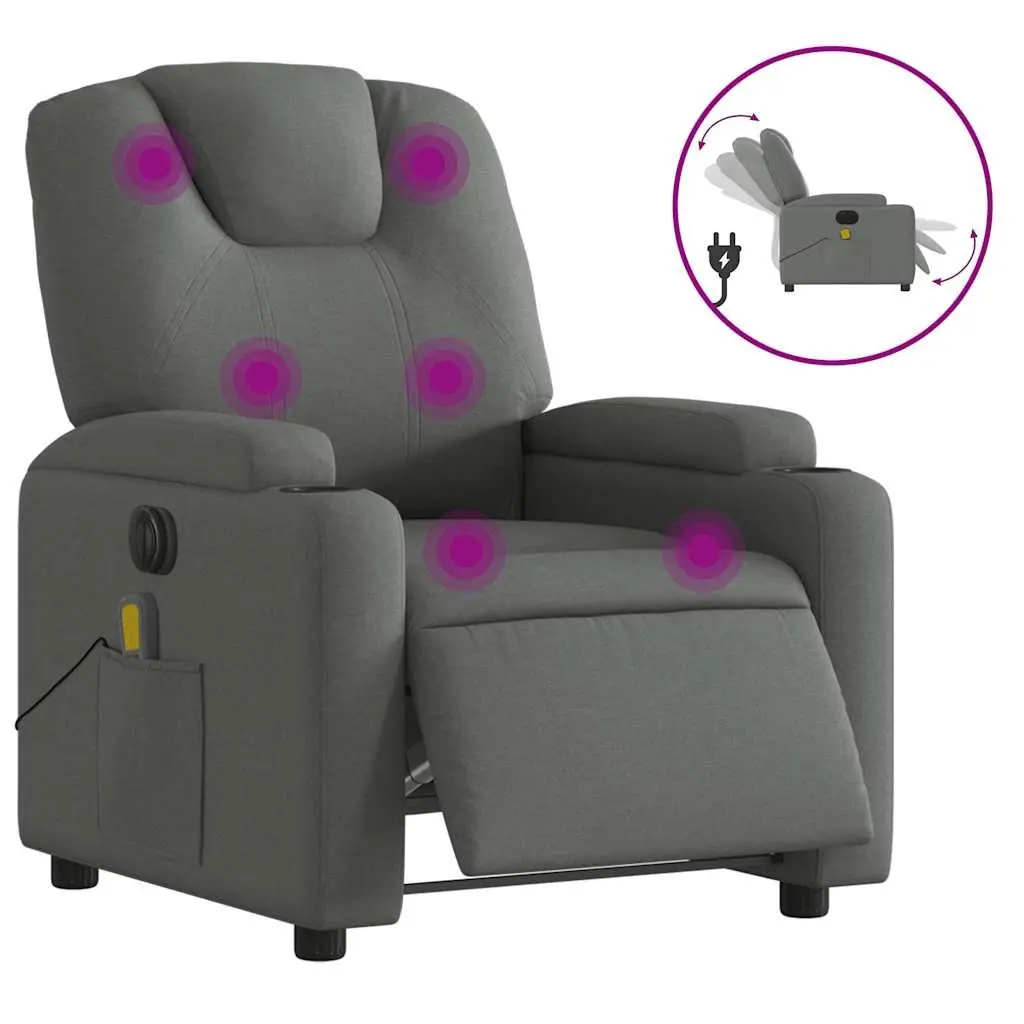 Electric Massage Recliner Chair in Grey Fabric