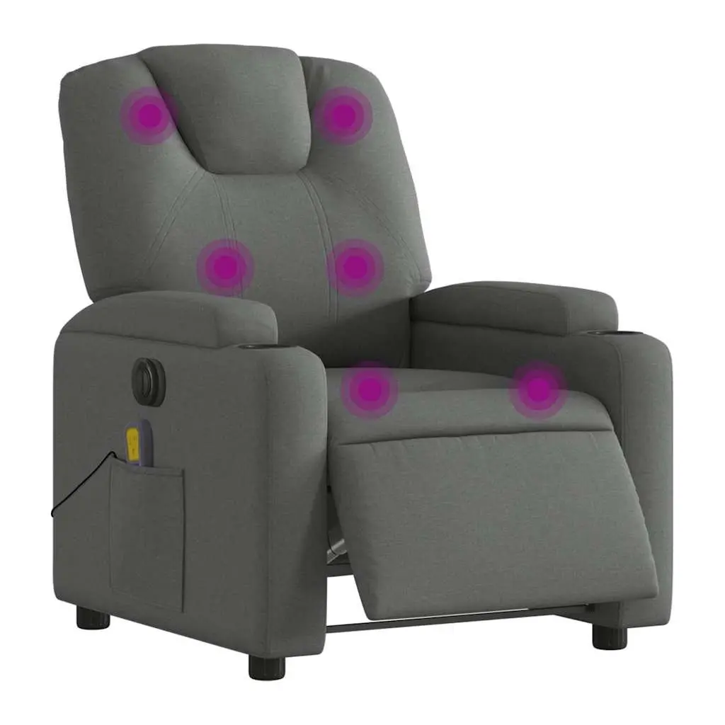 Electric Massage Recliner Chair in Grey Fabric