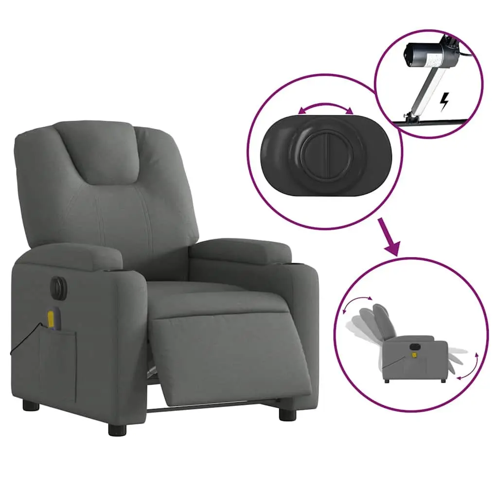 Electric Massage Recliner Chair in Grey Fabric