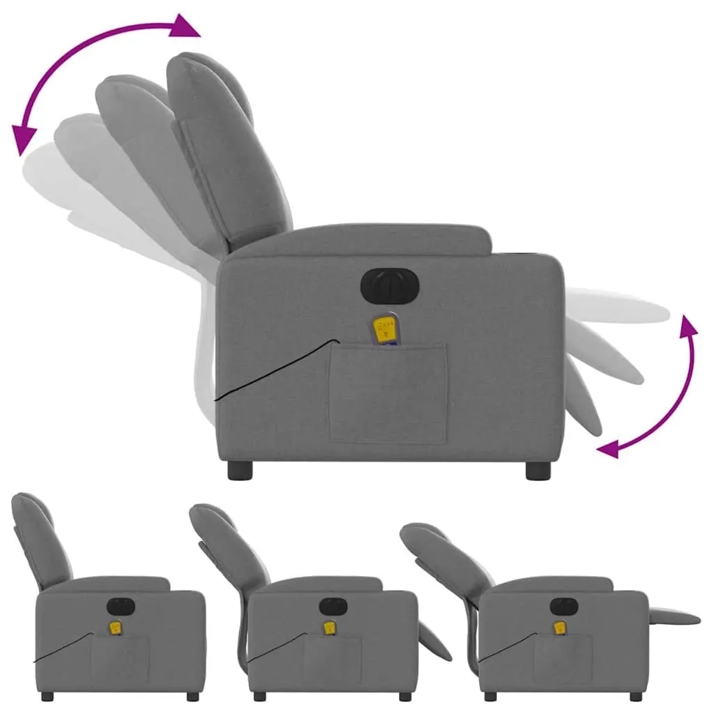 Electric Massage Recliner Chair in Grey Fabric