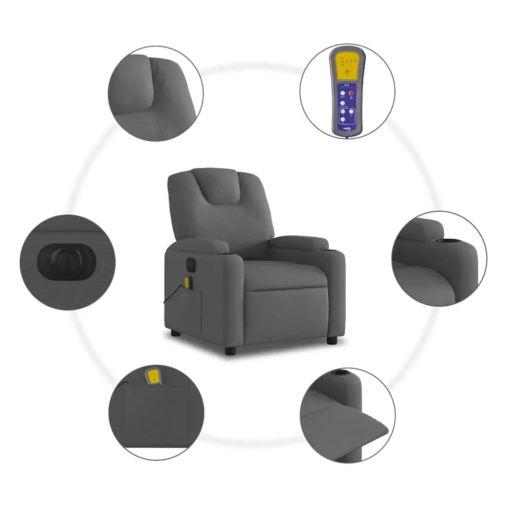 Electric Massage Recliner Chair in Grey Fabric