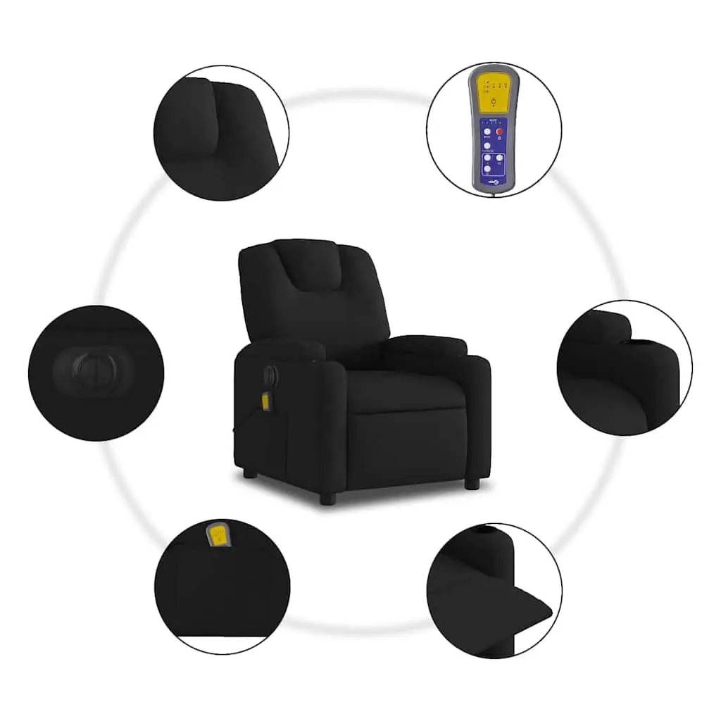 Electric Massage Recliner Chair Fabric Black