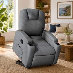 Electric Power Lift Recliner Chair in Dark Grey Fabric